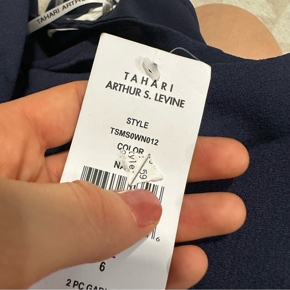 TAHARI Navy Stretch Zippered Line Sleeveless Scoop Neck Above Knee Sheath Dress - Picture 5 of 7